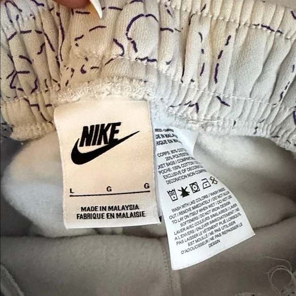 Nike White Tee and Shorts Set with Purple Logo - Picture 2 of 4